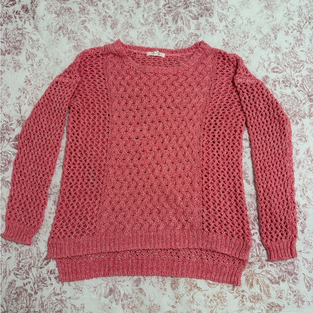 Coral Crochet Sweater